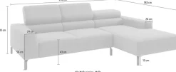 Home affaire Ecksofa »Ecksofa, L-Form,incl. Kopfteilverstellung, Breite 258 cm« wahlweise elektrische Sitztiefenverstellung