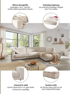 Home affaire Ecksofa »Enisa XXLB/T/H: 325/224/85 cm L-Form« Kuschelig, gemütlich, in 5 Farben, Bezug in Cord, mit 2 Zierkissen