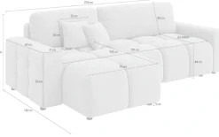 Home affaire Ecksofa »FELICI, Schlafsofa 233cm, L-Form mit Recamiere beidseitig montierbar« Designsofa mit Bettfunktion und Bettkasten, Maße B/T/H: 233/142/88 cm