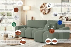 Home affaire Ecksofa »FELICI, Schlafsofa 233cm, L-Form mit Recamiere beidseitig montierbar« Designsofa mit Bettfunktion und Bettkasten, Maße B/T/H: 233/142/88 cm