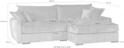 Home affaire Ecksofa »Finca XL L-Form, B: 190 cm« 4 Zierkissen, Mega-Sofa, in Cord oder Chenille-Struktur, Federkern