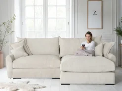 Home affaire Ecksofa »Finca XXL L-Form, B: 247 cm« 4 Zierkissen, Mega-Sofa, in Cord oder Chenille-Struktur, Federkern