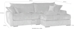 Home affaire Ecksofa »Finca XXL L-Form, B: 247 cm« 4 Zierkissen, Mega-Sofa, in Cord oder Chenille-Struktur, Federkern