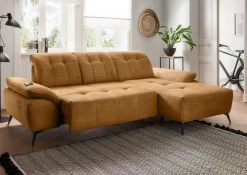 Home affaire Ecksofa »Fiore modern und bequem, schmale Armlehnen, tolle Detailverarbeitung« zwei verschiedene Fußfarben wählbar