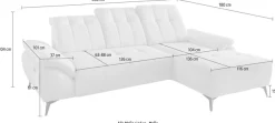 Home affaire Ecksofa »Fiore modern und bequem, schmale Armlehnen, tolle Detailverarbeitung« zwei verschiedene Fußfarben wählbar