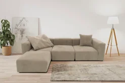 Home affaire Ecksofa »Gerrid L-Form« Cord-Bezug, Modulsofa, bestehend aus Eck- und Mittelelement + Hocker