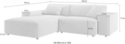 Home affaire Ecksofa »Glimminge L-Formauch in Breitcord, Feincord + Easy care-Bezug,« Breite 234,Zierkissen