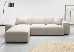 Home affaire Ecksofa »Glimminge L-Formauch in Breitcord, Feincord + Easy care-Bezug,« Breite 264,Zierkissen