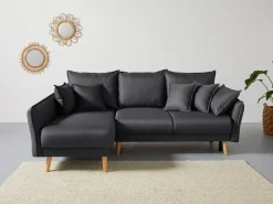 Home affaire Ecksofa »Granbo L-Form, B: 240 cm« Schlaffunktion, Bettkasten, Taschen & 5 Zierkissen, Federkern