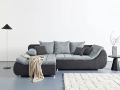 Home affaire Ecksofa »Imola, elegant und modern, aktuelle Steppung im Sitz, bequem, L-Form« frei im Raum stellbar, wahlweise mit Bettfunktion und Bettkasten