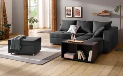 Home affaire Ecksofa »Italia L-Form, B: 217 cm, Schlaffunktion, Bettkasten« Federkern, frei stellbar, mit Zierkissen, Gästebettfunktion