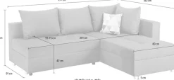 Home affaire Ecksofa »Italia L-Form, B: 217 cm, Schlaffunktion, Bettkasten« Federkern, frei stellbar, mit Zierkissen, Gästebettfunktion