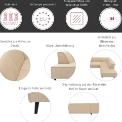 Home affaire Ecksofa »Janek Scandic Design, elegant und zeitlos, L-Form« mit Federkern und Keder in scandinavischem Design