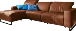 Home affaire Ecksofa »Juist L-Form« mit Kopfteilverstellung und schwarzen Metallkufen