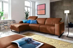 Home affaire Ecksofa »Juist L-Form« mit Kopfteilverstellung und schwarzen Metallkufen