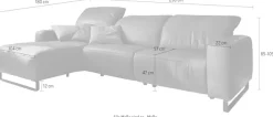 Home affaire Ecksofa »Juist L-Form« mit Kopfteilverstellung und schwarzen Metallkufen