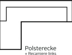 Home affaire Ecksofa »Juist L-Form« mit Kopfteilverstellung und schwarzen Metallkufen