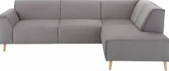 Home affaire Ecksofa »Julia zeitlose und elegante Couch, hoher Sitzkomfort, L-Form« Federkern-Polsterung, Holzfüße, Keder