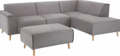 Home affaire Ecksofa »Julia zeitlose und elegante Couch, hoher Sitzkomfort, L-Form« Federkern-Polsterung, Holzfüße, Keder