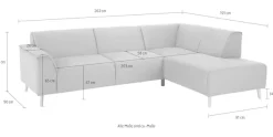 Home affaire Ecksofa »Julia zeitlose und elegante Couch, hoher Sitzkomfort, L-Form« Federkern-Polsterung, Holzfüße, Keder
