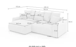 Home affaire Ecksofa »LAKESIDE klein mit Bettfunktion und Bettkasten, B/T/H 235/142/84 cm« L-Form, Recamiere beidseitig montierbar, mit Wellenunterfederung