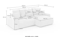 Home affaire Ecksofa »LAKESIDE klein mit Bettfunktion und Bettkasten, B/T/H 235/142/84 cm« L-Form, Recamiere beidseitig montierbar, mit Wellenunterfederung