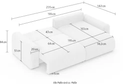 Home affaire Ecksofa »LAKESIDE klein mit Bettfunktion und Bettkasten, B/T/H 235/142/84 cm« L-Form, Recamiere beidseitig montierbar, mit Wellenunterfederung