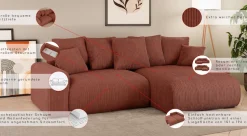 Home affaire Ecksofa »LAKESIDE klein mit Bettfunktion und Bettkasten, B/T/H 235/142/84 cm« L-Form, Recamiere beidseitig montierbar, mit Wellenunterfederung