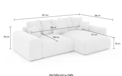 Home affaire Ecksofa »LAKESIDE mit Bettfunktion und Bettkasten, B/T/H 257/166/84 cm« L-Form, Recamiere beidseitig montierbar, mit Wellenunterfederung