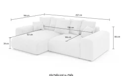 Home affaire Ecksofa »LAKESIDE mit Bettfunktion und Bettkasten, B/T/H 257/166/84 cm« L-Form, Recamiere beidseitig montierbar, mit Wellenunterfederung