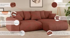 Home affaire Ecksofa »LAKESIDE mit Bettfunktion und Bettkasten, B/T/H 257/166/84 cm« L-Form, Recamiere beidseitig montierbar, mit Wellenunterfederung