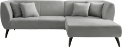 Home affaire Ecksofa »Lazio modern und bequem, schmale Armlehnen, tolle Detailverarbeitung« Holzfußfarbe wählbar, inkl. 4x Zierkissen