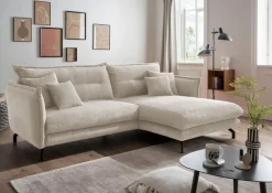 Home affaire Ecksofa »Lazio modern und bequem, schmale Armlehnen, tolle Detailverarbeitung« zwei verschiedene Fußfarben wählbar