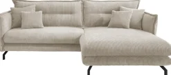 Home affaire Ecksofa »Lazio modern und bequem, schmale Armlehnen, tolle Detailverarbeitung« zwei verschiedene Fußfarben wählbar