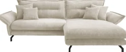 Home affaire Ecksofa »Lazio modern und bequem, schmale Armlehnen, tolle Detailverarbeitung« zwei verschiedene Fußfarben wählbar