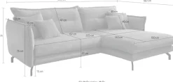 Home affaire Ecksofa »Lazio modern und bequem, schmale Armlehnen, tolle Detailverarbeitung« zwei verschiedene Fußfarben wählbar