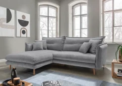Home affaire Ecksofa »Lazio, 255 x 180 cm, modern und bequem« Velours, Kissen: Paradiso, L-Form, inkl. Rücken- und Zierkissen