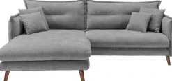 Home affaire Ecksofa »Lazio, 255 x 180 cm, modern und bequem« Velours, Kissen: Paradiso, L-Form, inkl. Rücken- und Zierkissen