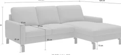 Home affaire Ecksofa »Lecce, L-Form, Federkernpolsterung, Breite 224 cm« inkl. saugroboterfreundliche Höhe & schmale Armlehnen