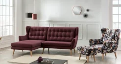 Home affaire Ecksofa »Louanne, L-Form« mit Holzfüßen