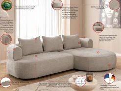 Home affaire Ecksofa »LUSSAC L-Form Design-Sofa mit Zierkissen, Maße B/T/H: 257/159/78 cm« hoher Sitzkomfort und modernes Design, Sofa ohne Bettfunktion