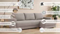 Home affaire Ecksofa »MAGHERA universell Schlafsofa mit Bettkasten, Maße B/T/H: 255/142/84cm« L-Form mit Recamiere rechts oder links montierbar, hoher Sitzkomfort