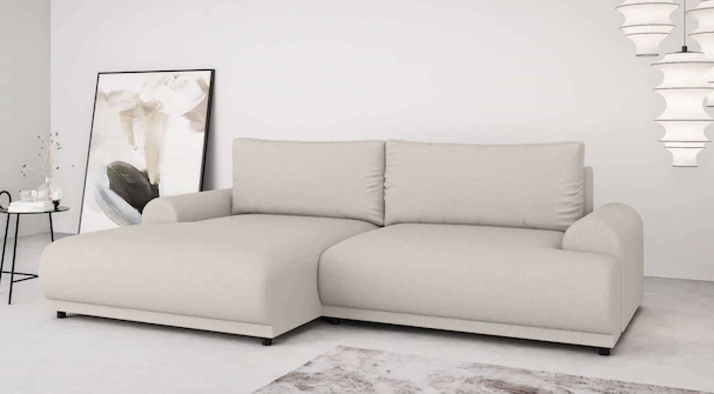 Home affaire Ecksofa »Marsby, mit Bettfunktion und Bettkasten, Maße: B/H/T 242/65/145 cm« L-Form mit Wellenunterfederung, Recamiere links oder rechts bestellbar