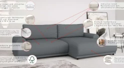 Home affaire Ecksofa »Marsby, mit Bettfunktion und Bettkasten, Maße: B/H/T 242/65/145 cm« L-Form mit Wellenunterfederung, Recamiere links oder rechts bestellbar