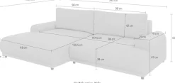 Home affaire Ecksofa »Marsby, mit Bettfunktion und Bettkasten, Maße: B/H/T 242/65/145 cm« L-Form mit Wellenunterfederung, Recamiere links oder rechts bestellbar