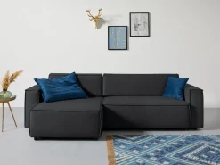 Home affaire Ecksofa »Marva L-Form, B: 282 cm« Schlaffunktion, Bettkasten & 2 Zierkissen, Federkern