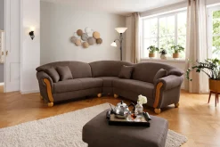 Home affaire Ecksofa »Milano Vintage, 233x233cm gleichschenklig, bequem, Federkern,L-Form« mit Federkern, Bezug in Lederoptik, incl. 4 Zierkissen