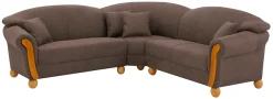 Home affaire Ecksofa »Milano Vintage, 233x233cm gleichschenklig, bequem, Federkern,L-Form« mit Federkern, Bezug in Lederoptik, incl. 4 Zierkissen