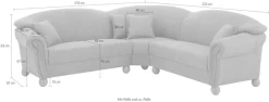 Home affaire Ecksofa »Milano Vintage, 233x233cm gleichschenklig, bequem, Federkern,L-Form« mit Federkern, Bezug in Lederoptik, incl. 4 Zierkissen