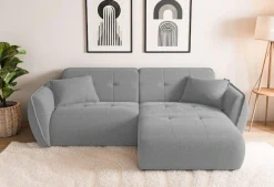 Home affaire Ecksofa »MIRELDA L-Form mit Steppungen, Recamiere rechts/links, Breite 253 cm« Sitztiefe 62 cm, elegant und bequem, 2 Zierkissen, belastbar bis 480kg